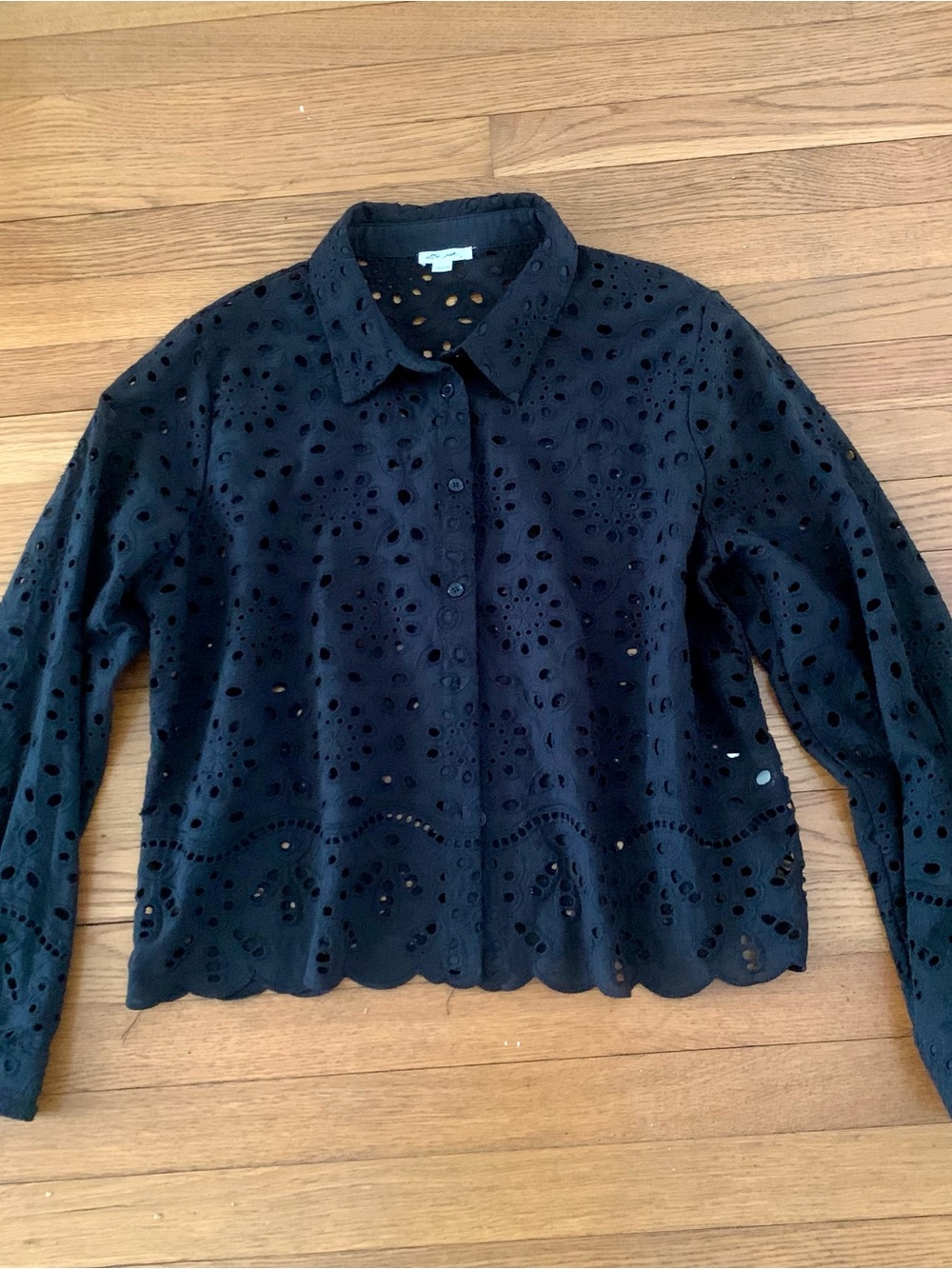 ULTRA PINK EYELET SHIRT CROPPED BLACK LARGE NEW